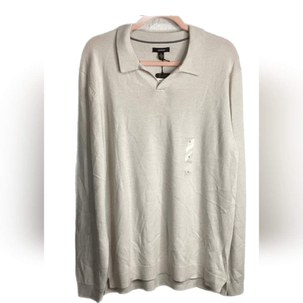 Giorgio Armani Merino Cream Polo Shirt Men's Size LARGE NWT
